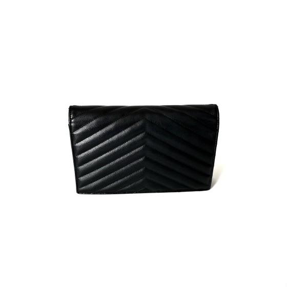 Saint Laurent Monogram Envelope Bag in Quilted Grained Leather